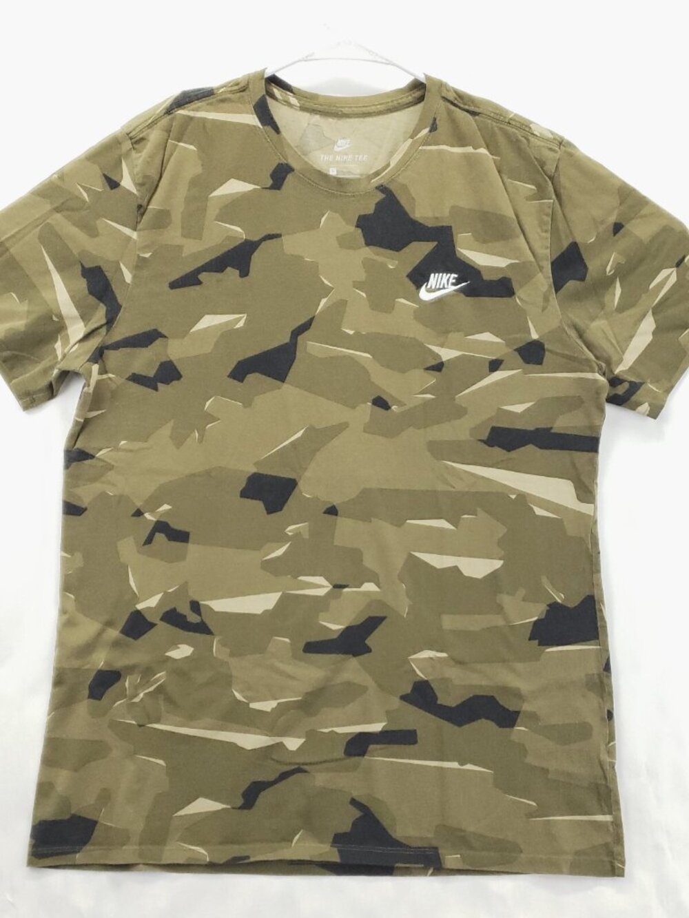 Nike Shirt Mens Large Brown Green Camouflage Short Sleeve Crew Neck Pullover
